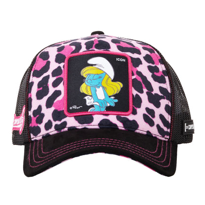 CAPSLAB The Smurfs Pink Cheetah Snapback Trucker Hat